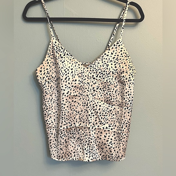 ASOS Dalmatian Print Champagne and Black Satin tank Top - Picture 1 of 4